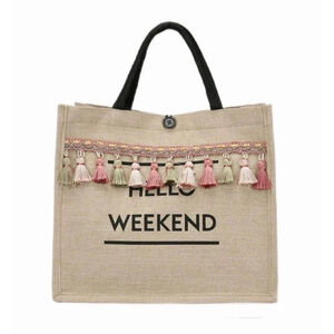 Hello Weekend Bag Tote Bag One Size Beige